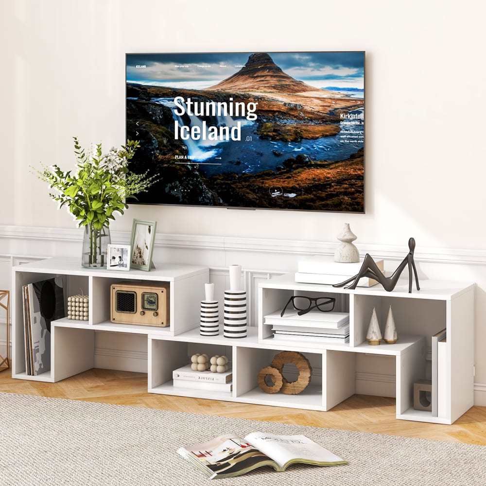 Meuble tv moderne combination libre 3 pièces blanc 135x30x43cm