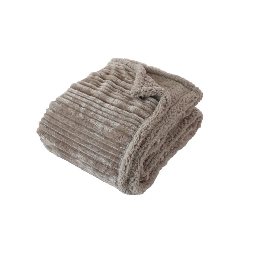 Plaid cotelé sherpa/flanelle beige 130x170 cm - Maisons du Monde