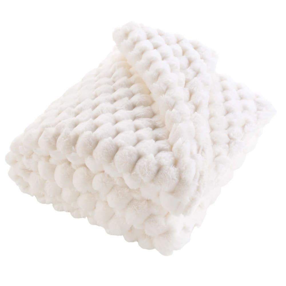 Plaid imitation fourrure/sherpa blanc 180x220 cm