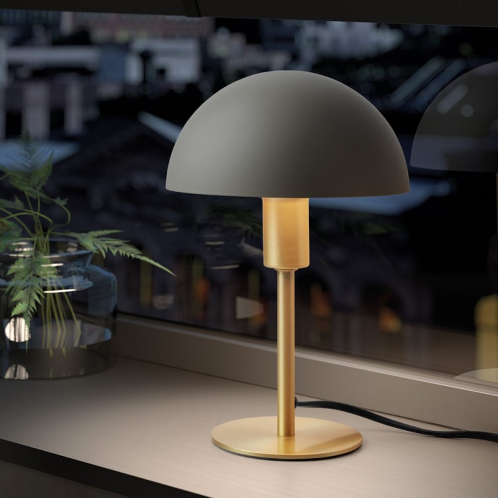 Lampe à poser en métal crème et pied en laiton mat — vue 3