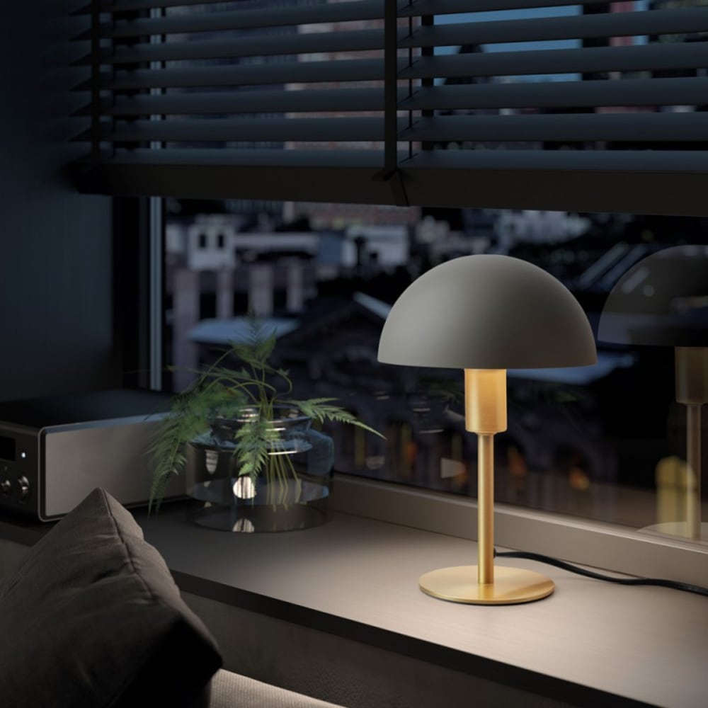 Lampe à poser en métal crème et pied en laiton mat — vue 4