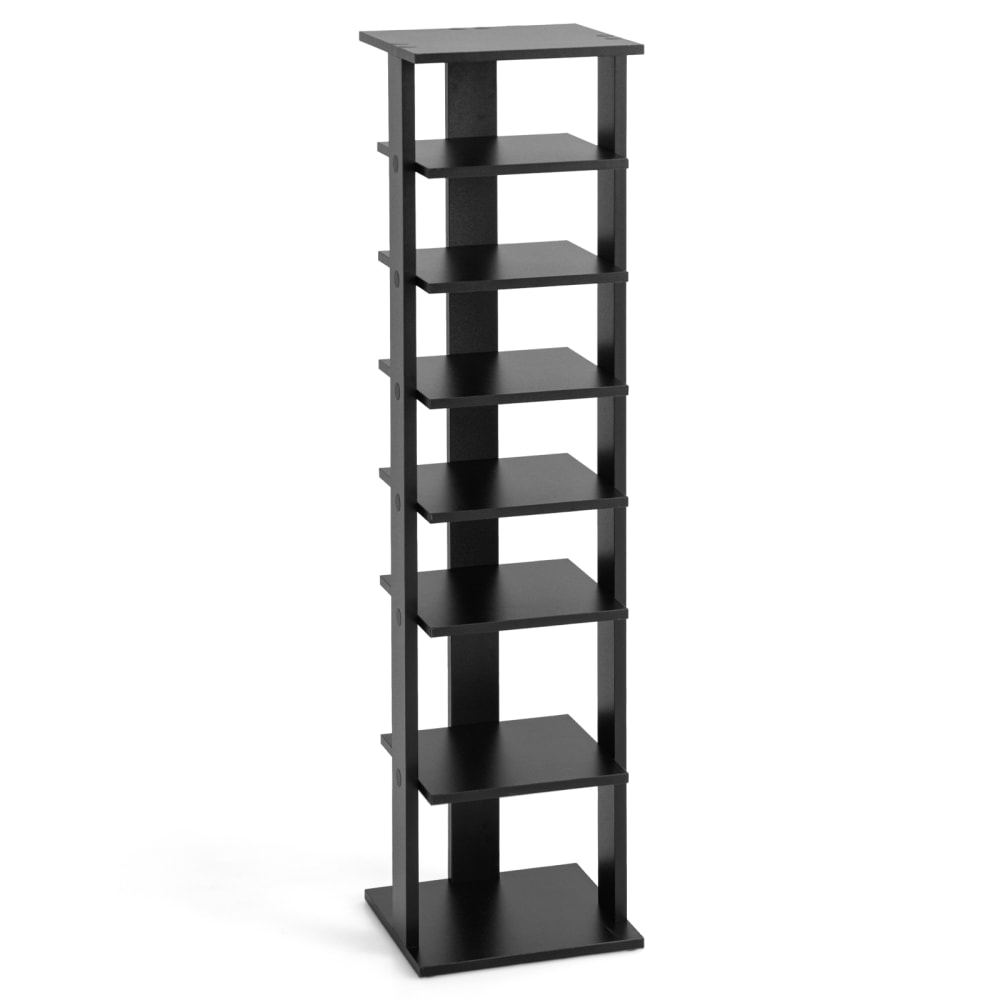 Étagère à chaussures 7 niveaux bois noir 27,5 x 26,5 x 110 cm Étagère à chaussures 7 niveaux bois noir 27,5 x 26,5 x 110 cm