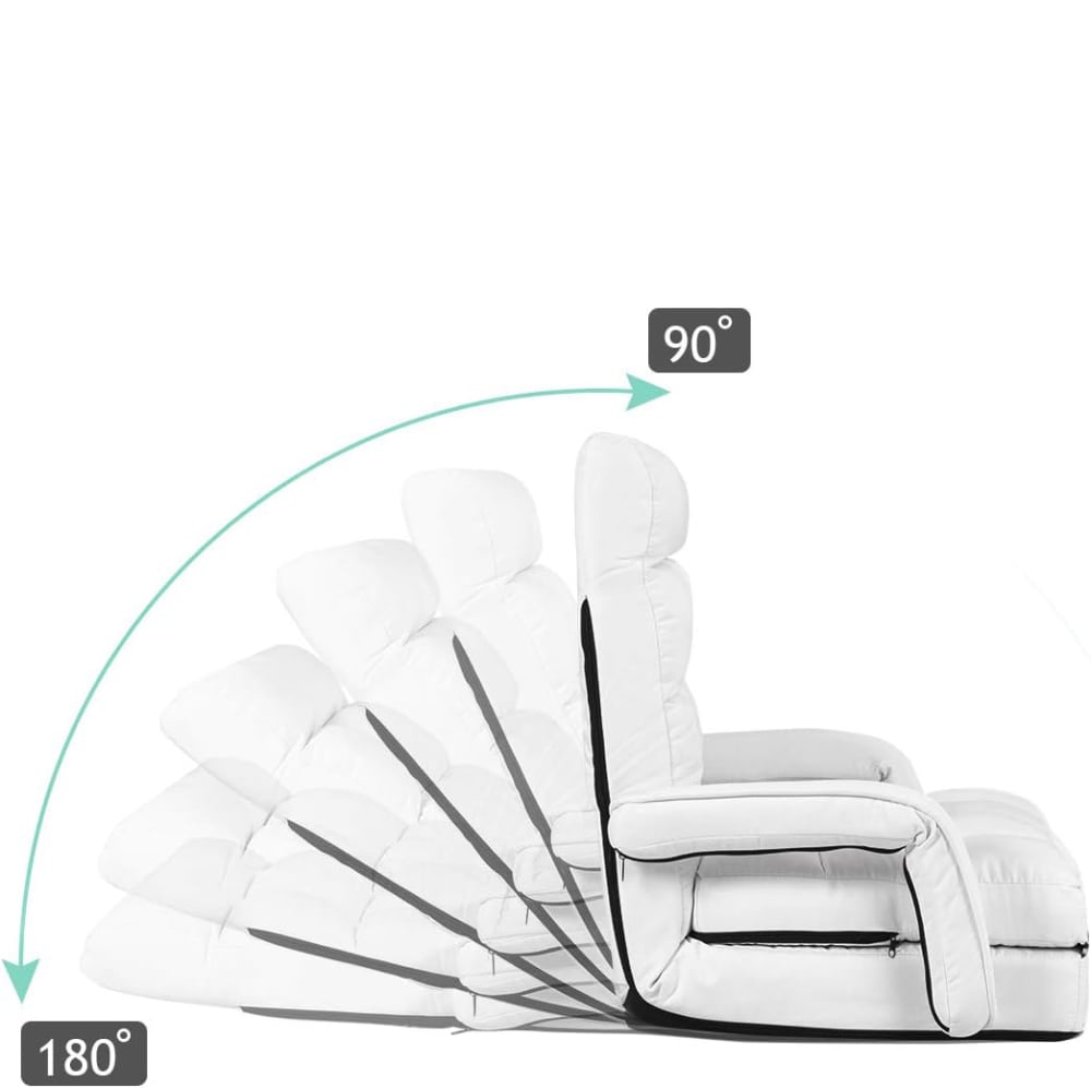 Fauteuil convertible 1 place avec oreiller blanc 67 x 65 x 72 cm