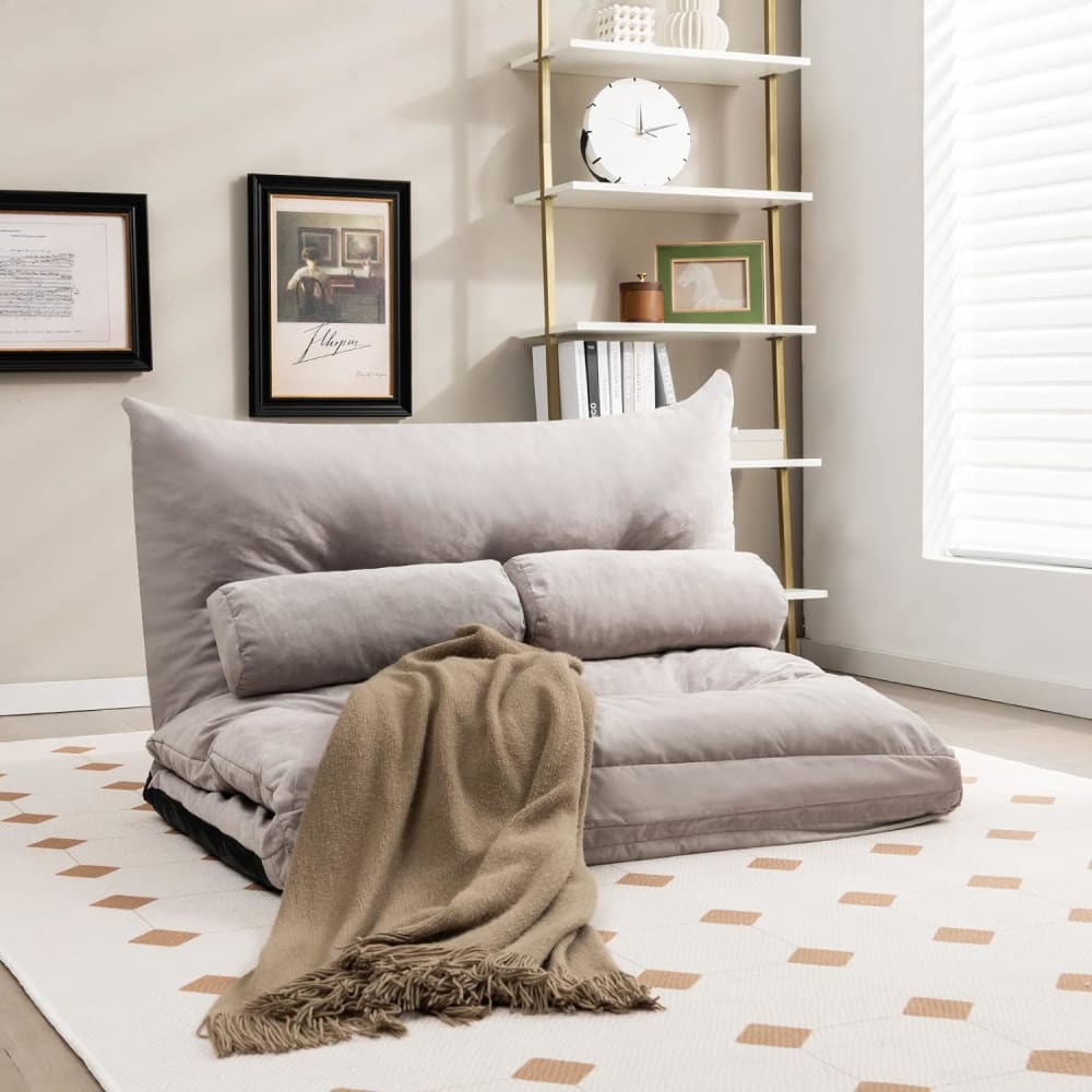 Fauteuil de sol convertible 2 places gris 180 x110 cm