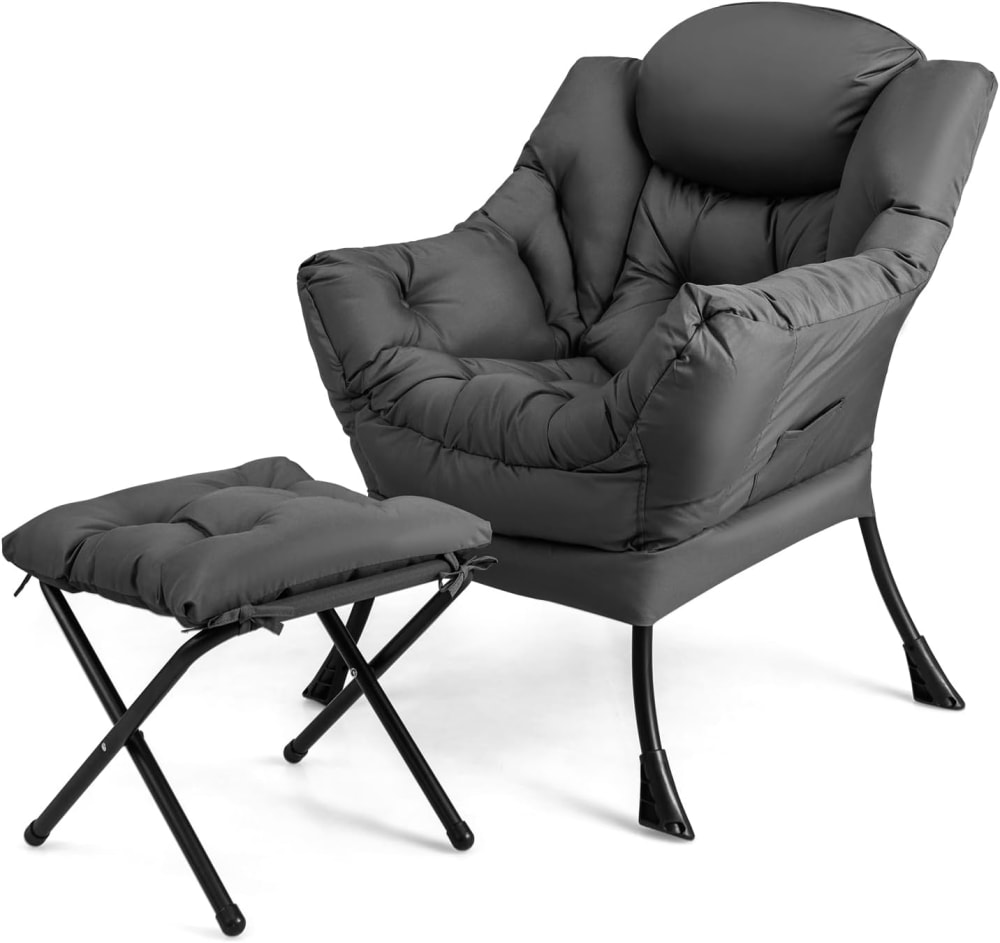 Fauteuil salon chaise paresseuse gris 75 x 81 x 94,5 cm