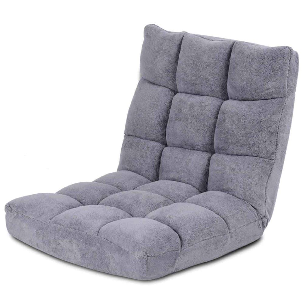 Chaise de sol pliante réglable à 14 niveaux gris 105 x 56 x 15cm