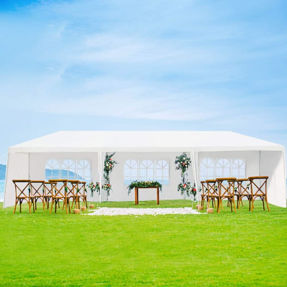 Tonnelle tente de jardin 8 bâches métal blanc 3X9m