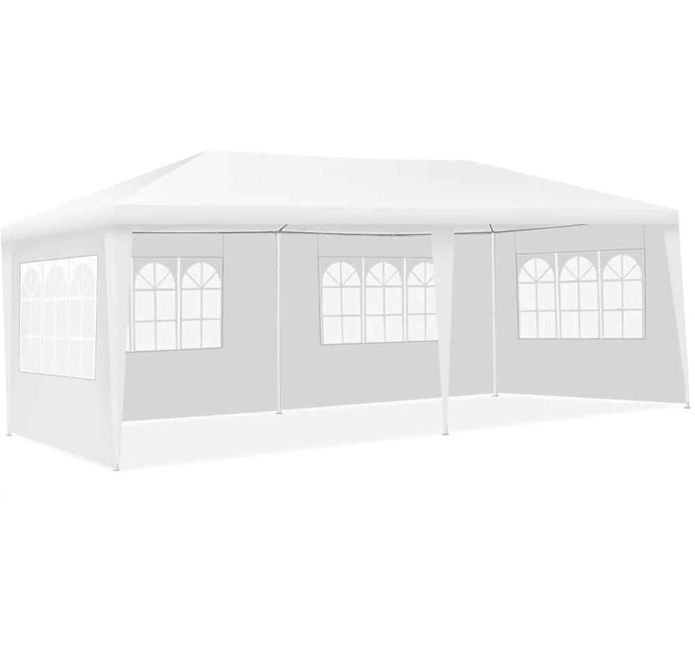 Tonnelle tente de jardin avec fenêtres 4 bâches blanc 3X6m