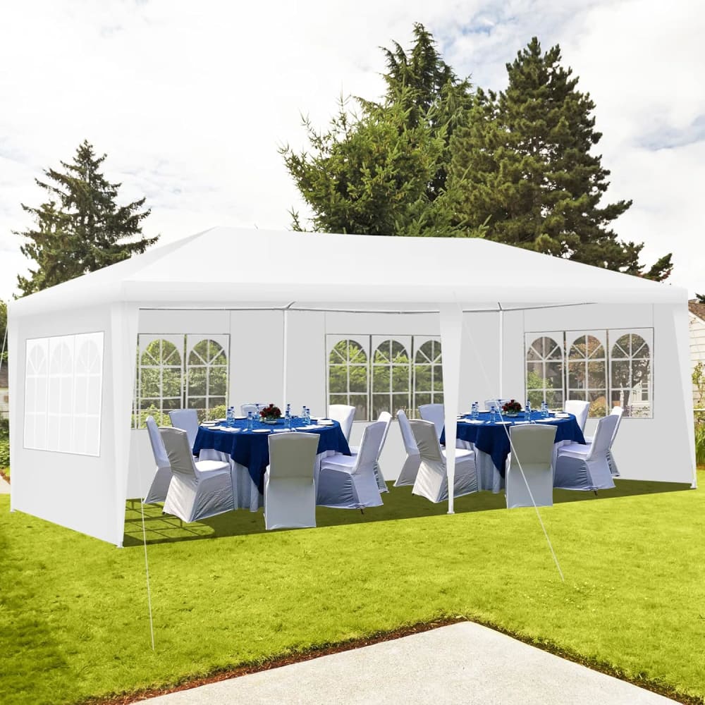 Tonnelle tente de jardin avec fenêtres 4 bâches blanc 3X6m