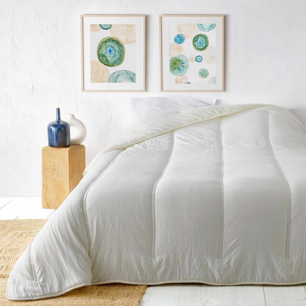 Jeté de lit uni polyester crème 240x260 cm