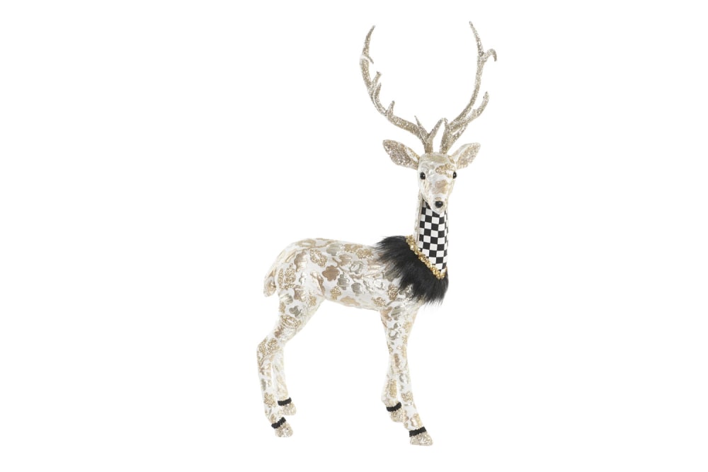 Figura reno navidad poliester dorado 35x18x55cm