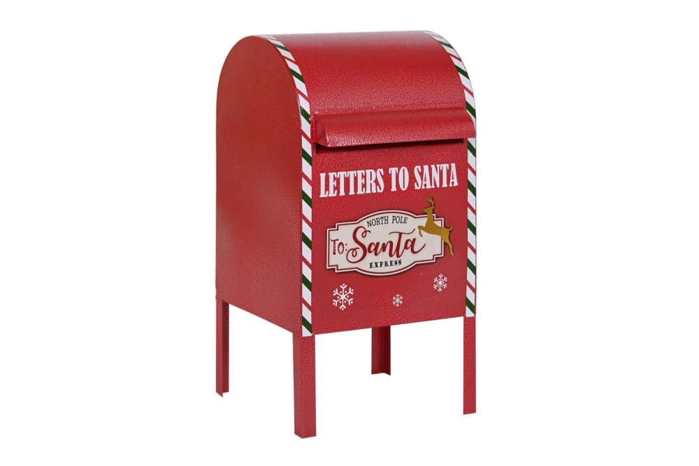 Buzon cartas santa claus navidad metal rojo 29x24x52cm