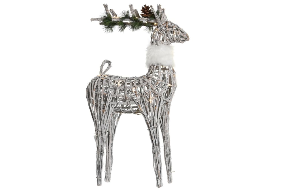 Reno navidad led mimbre blanco 53x19x90cm
