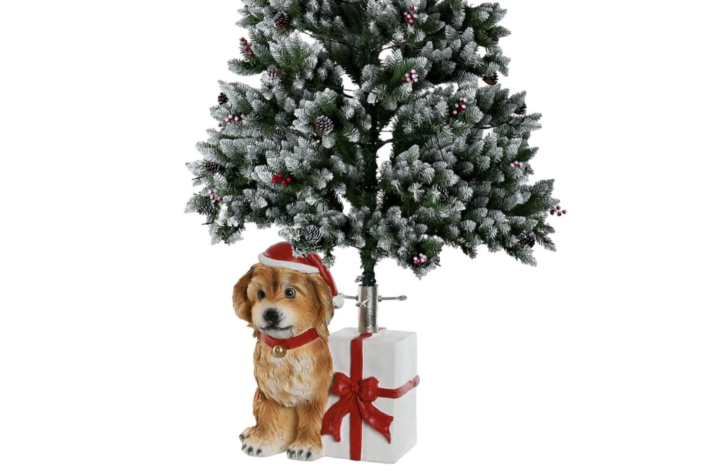 Base arbol perro navidad magnesia marron 33,5x33x43 cm