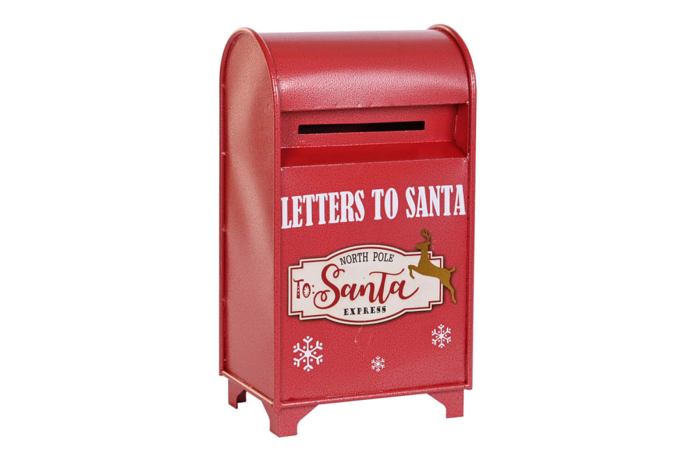 Buzon cartas santa claus navidad metal rojo 34,5x21,5x61,5 cm