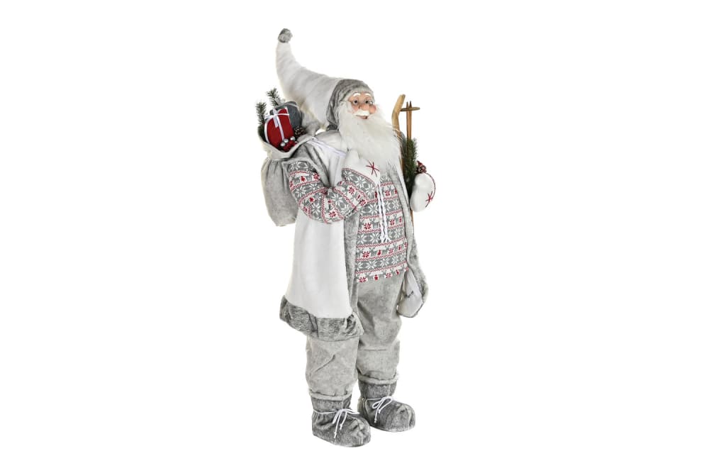 Figura papa noel navidad poliester pvc gris 60x50x124cm