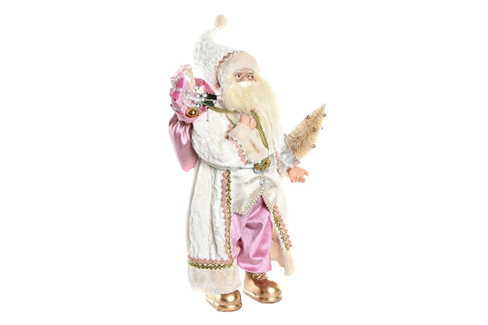 Figura papa noel navidad poliester pvc rosa 32x20x60cm