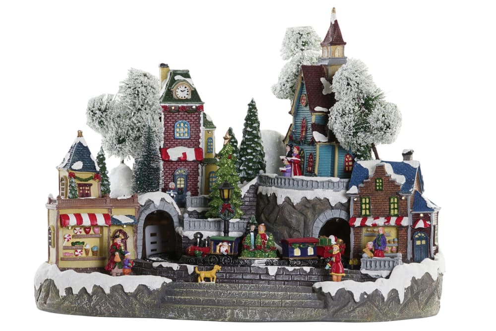 Ciudad de navidad led resina multicolor 47x36x34cm
