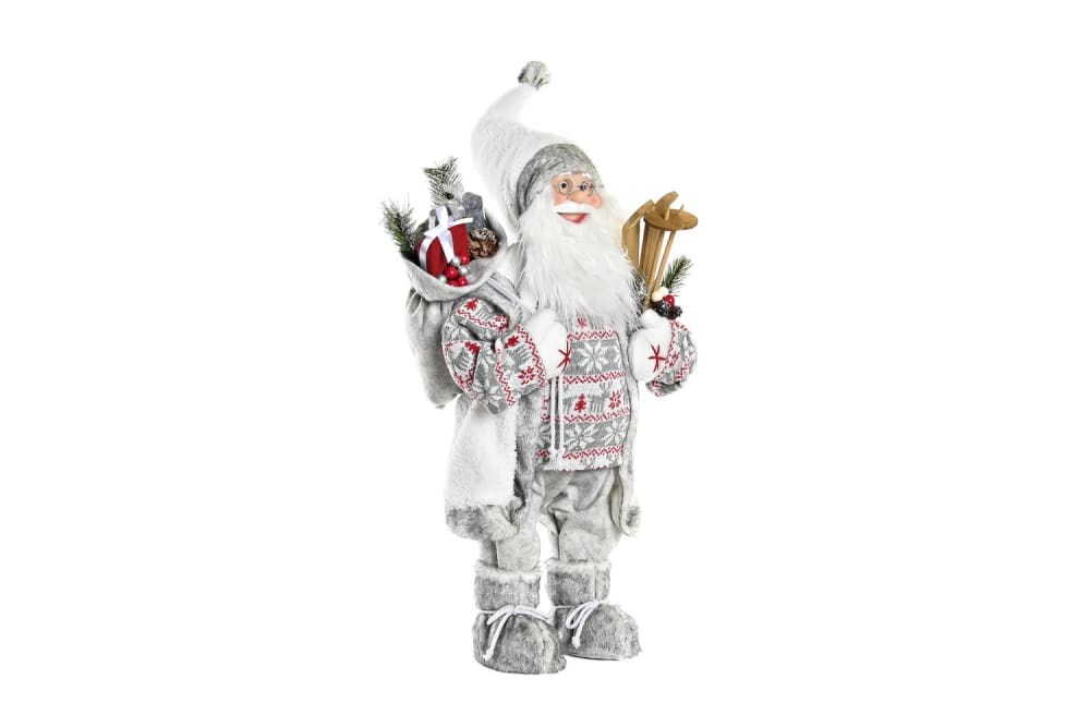 Figura papa noel navidad poliester pvc gris 32x20x64cm