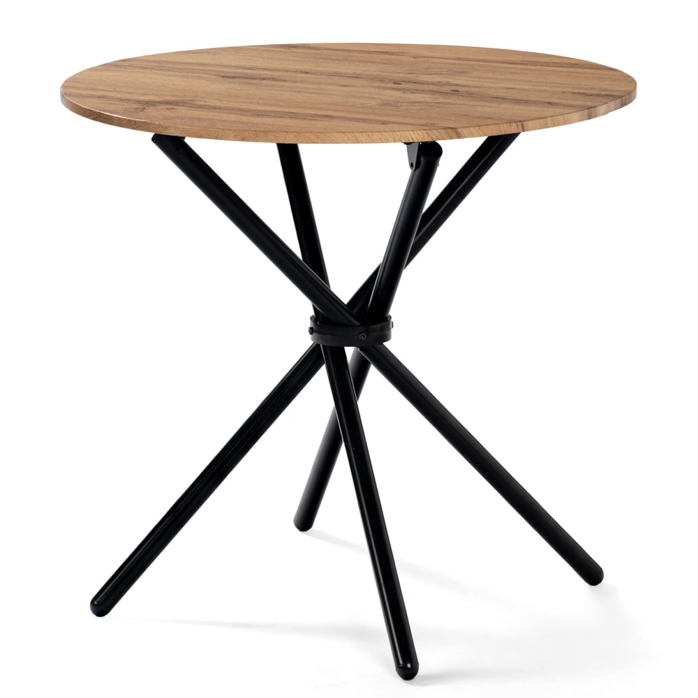 Urban Meuble Runder Esstisch mit Holzeffekt, runde gekreuzte Beine, 80 x 80, Braun style industrial Braun Spanplatte