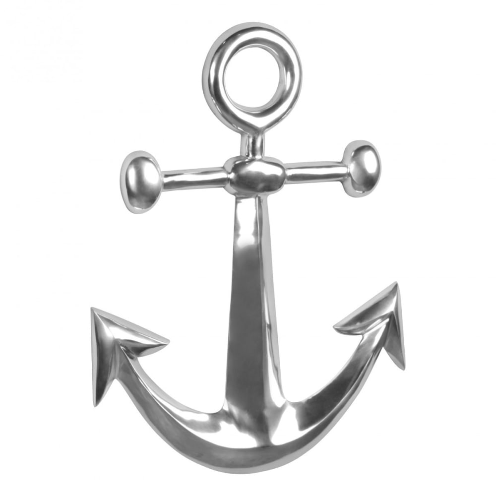 FineBuy Wanddekoobjekt Anker aus Aluminium, Silber style modern Silber Aluminium