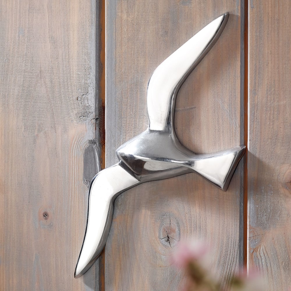 Wanddekoration Möwe aus Aluminium, Silber - Maisons Du Monde