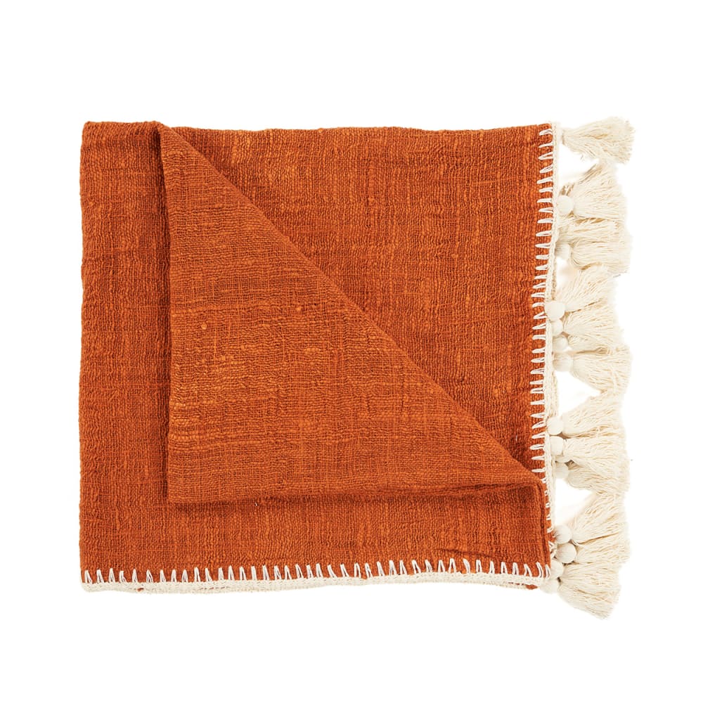 Plaid coton terracotta 246x126x1cm
