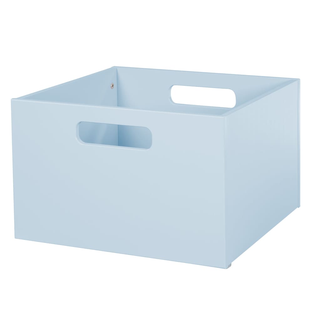 Boîte de rangement enfant à poignées en bois bleu Boîte de rangement enfant à poignées en bois bleu