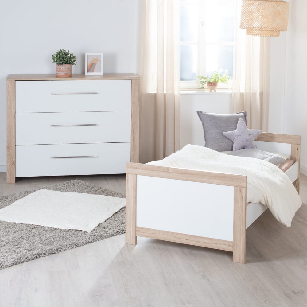 Lit bébé evolutif 70x140 blanc - effet chêne (Roba) - Image 2