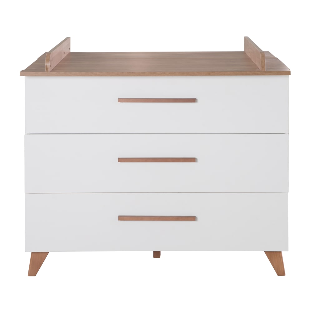 Commode à langer avec plan amovible en bois blanc laqué / bois massif