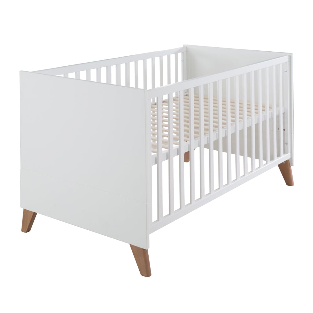 Lit bébé evolutif 70x140 blanc / chêne foncé
