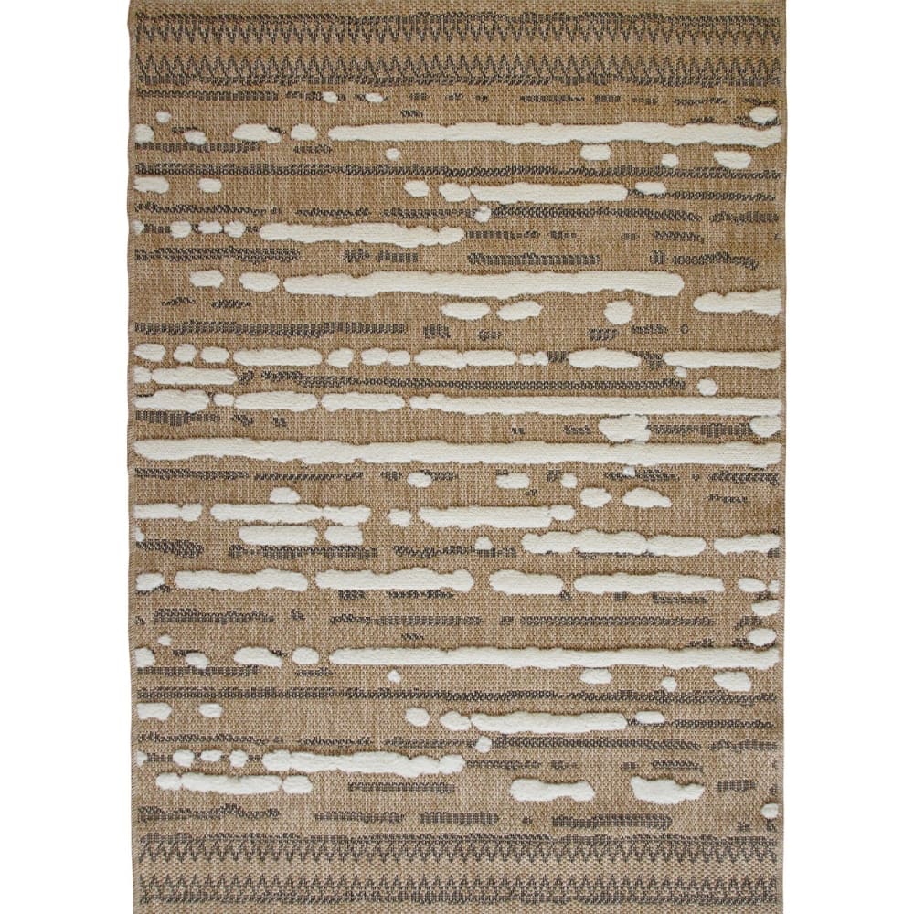 Tapis aspect jute à motif géométrique en relief blanc et noir 120x160