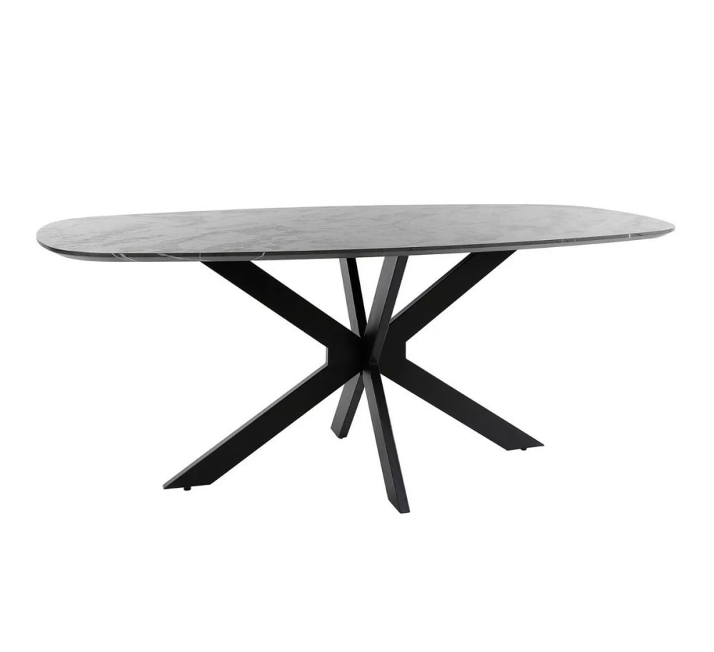 Mathi Design Ovaler Esstisch mit Marmoreffekt aus Holz - 180 cm style modern Schwarz Holz