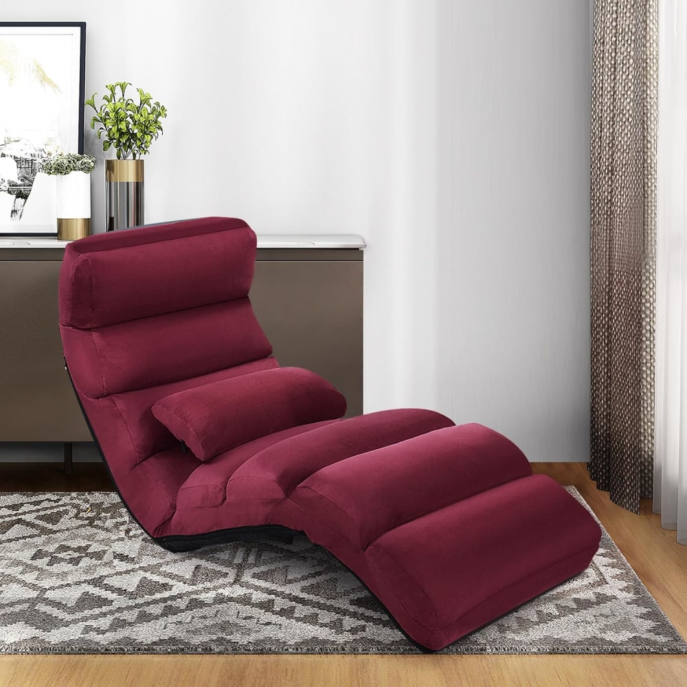 Fauteuil de sol avec dossier inclinable bordeaux 175x55x20cm - Maisons du Monde