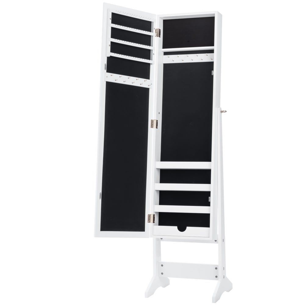 Giantex Schmuckschrank mit Spiegel 35 x 30 x 144 cm, weiß - Spanplatte