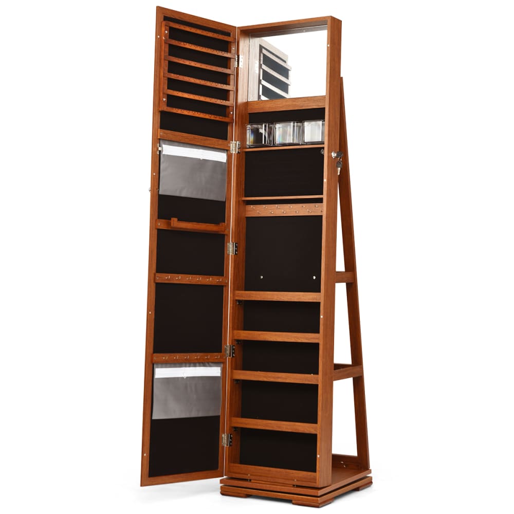 Giantex Drehbarer Schmuckschrank 39 cm x 39 cm x 161 cm, rotbraun - Spanplatte