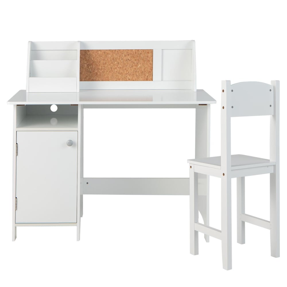 Giantex Kinderschreibtisch und Stuhl Set 90×45×86 cm, weiß Spanplatte Kinder