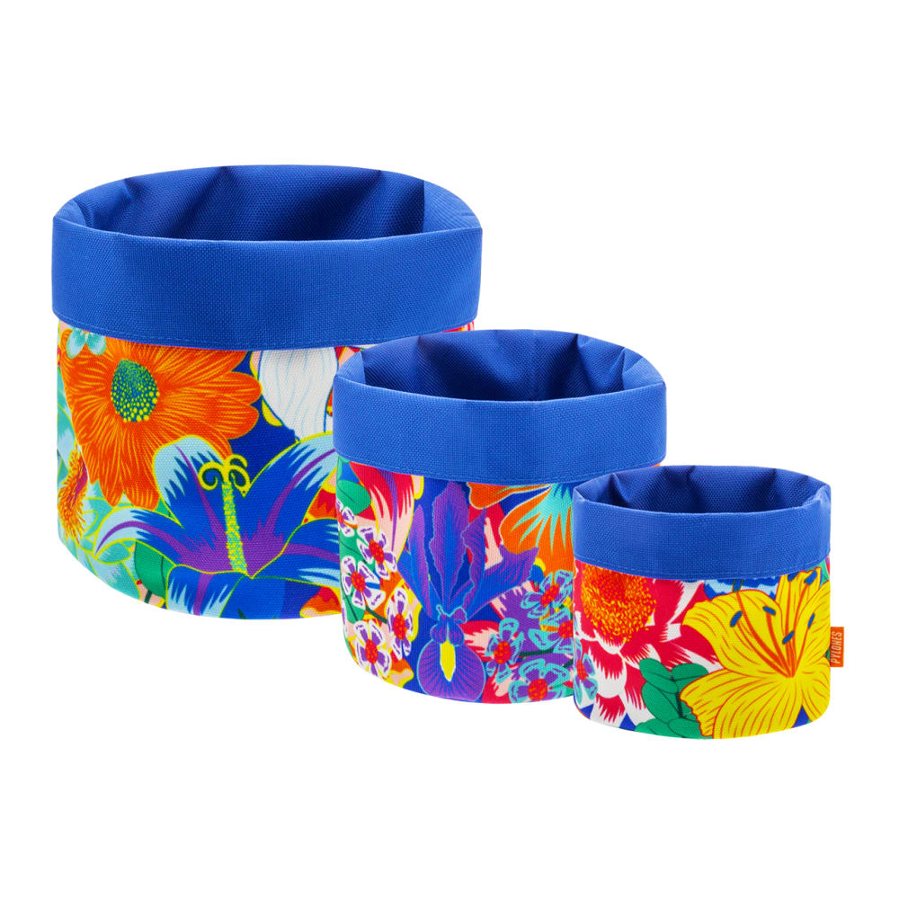 Pylones Set de 3 paniers gigognes multi bleu polyester 17 x 17 x 12 cm Multicolore Pes - Polyester