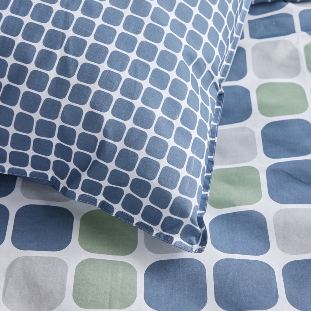 Parure de lit imprimé a pois coton 140x200 cm bleu - Maisons du Monde