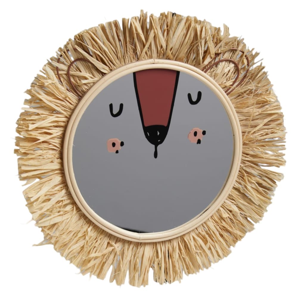 Miroir rond tête de lion  40x2 cm Beige