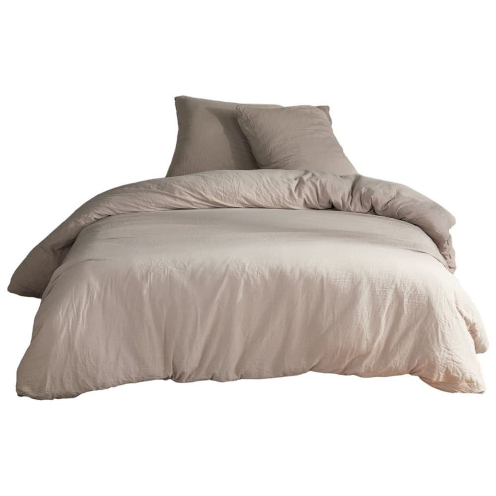Parure de lit gaze de coton unie 240x260 cm beige — vue 4