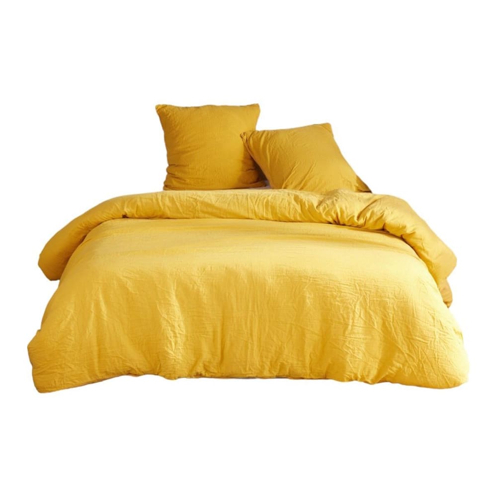 Parure de lit gaze de coton unie 220x240 cm jaune — vue 4