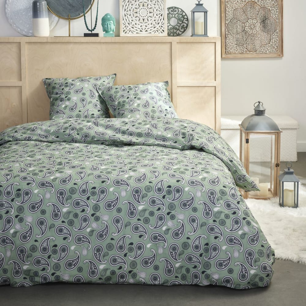 Parure de lit imprimé Floral Coton  220x240 cm Vert