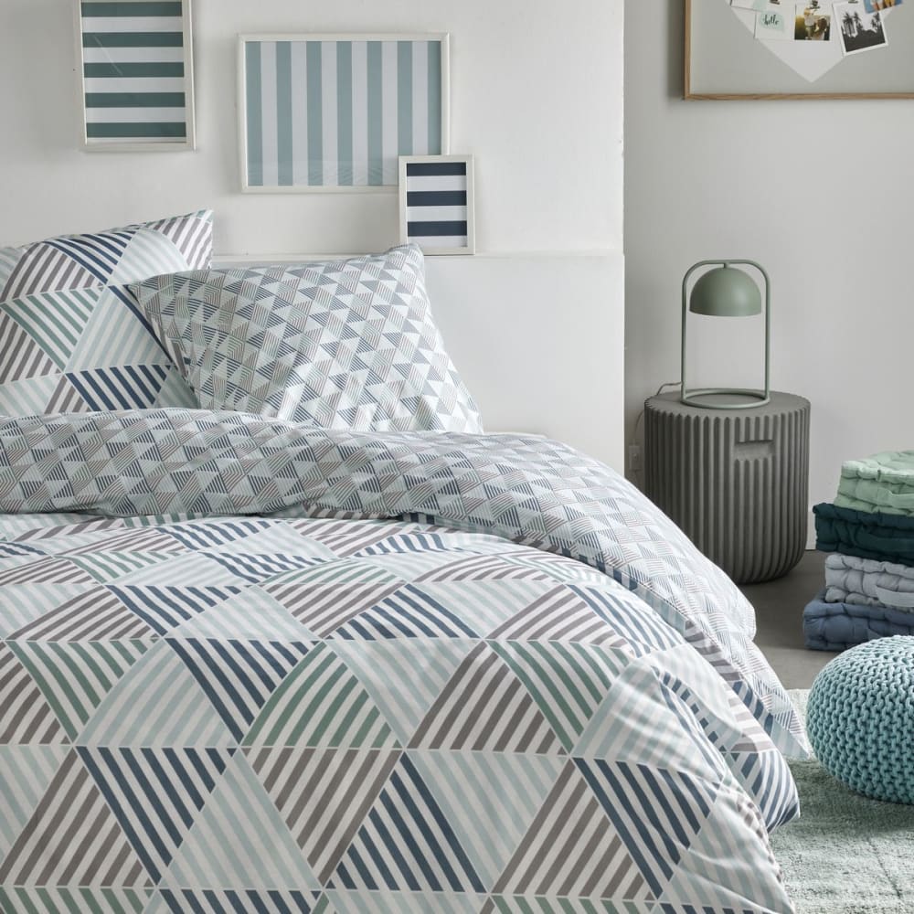 Parure de lit imprimé Graphique  220x240 cm Bleu