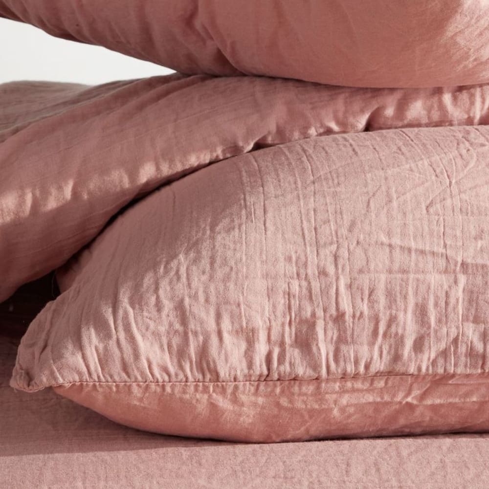 Parure de lit gaze de coton unie 240x260 cm rose — vue 3