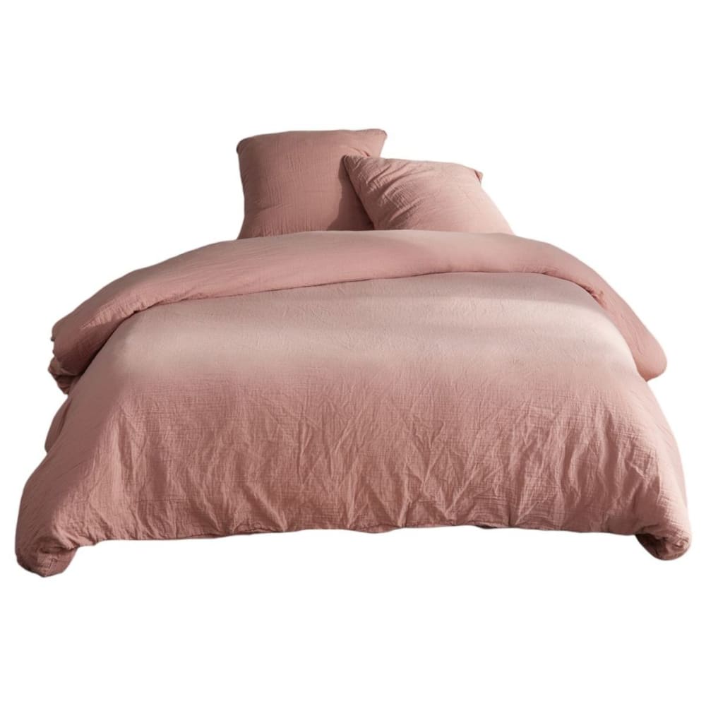 Parure de lit gaze de coton unie 240x260 cm rose — vue 4