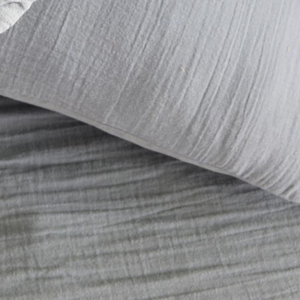 Parure de lit gaze de coton unie 240x260 cm gris — vue 3
