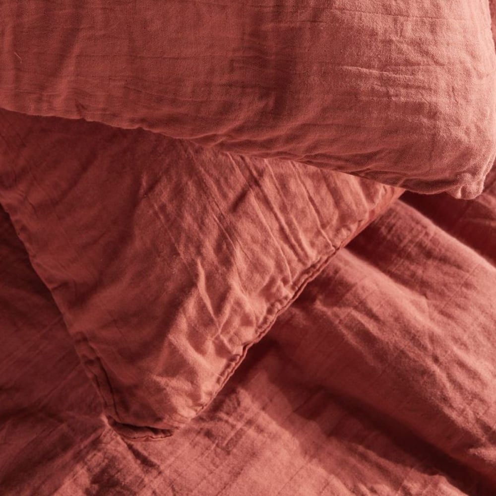 Parure de lit gaze de coton unie 220x240 cm rouge — vue 3