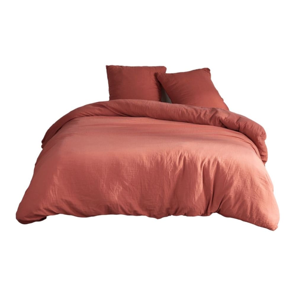 Parure de lit gaze de coton unie 220x240 cm rouge — vue 4