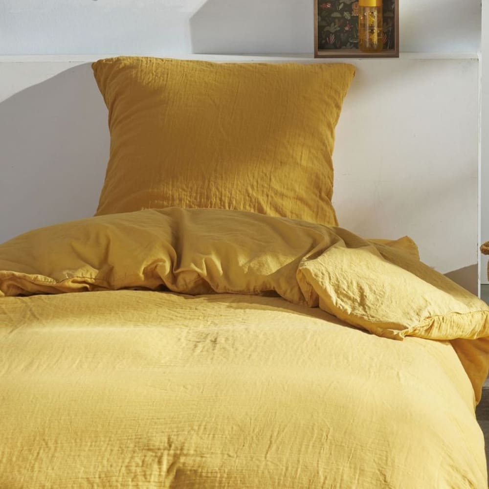 Parure de lit gaze de coton unie  140x200 cm Jaune